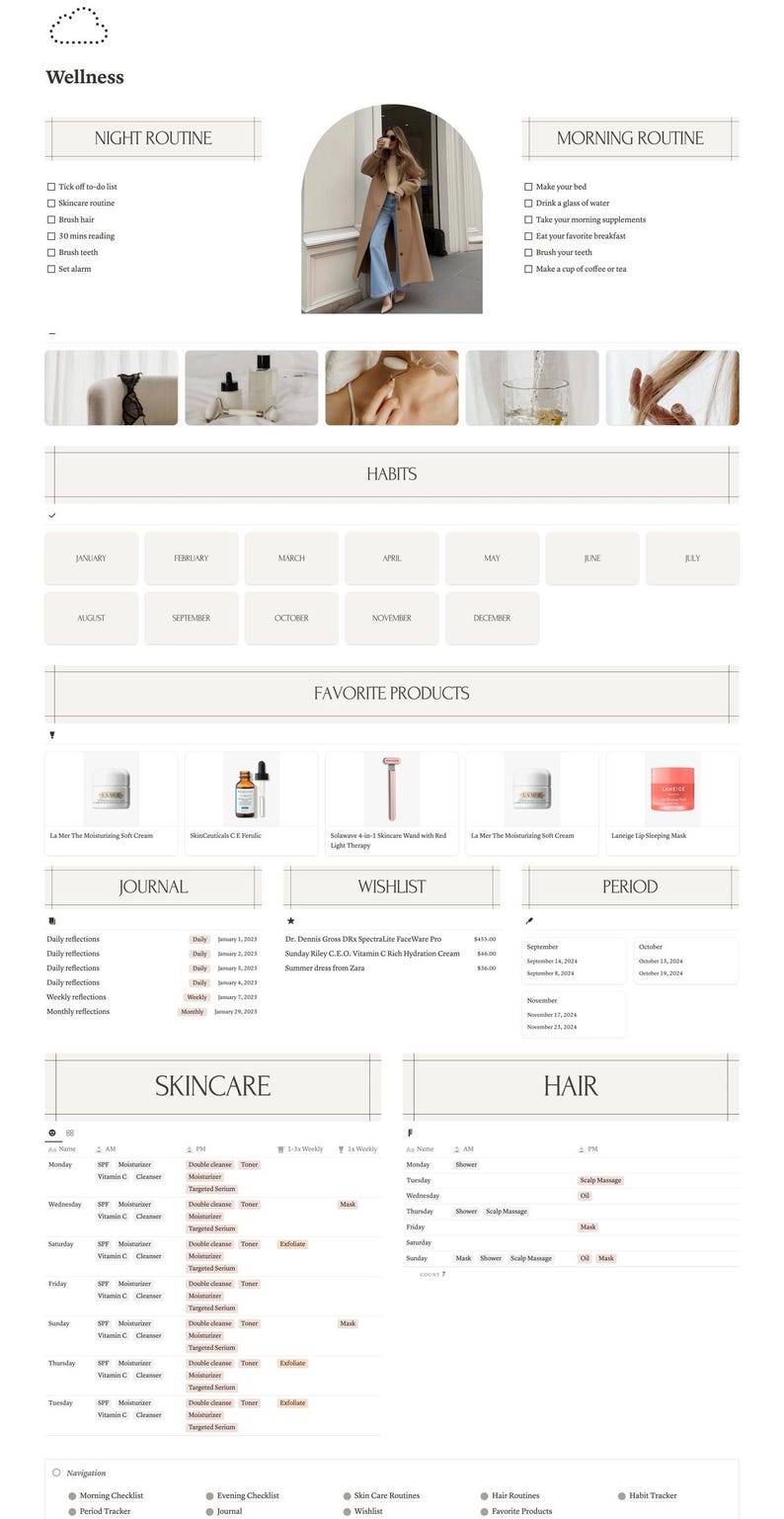 notion template planner adhd notion self care habit tracker template