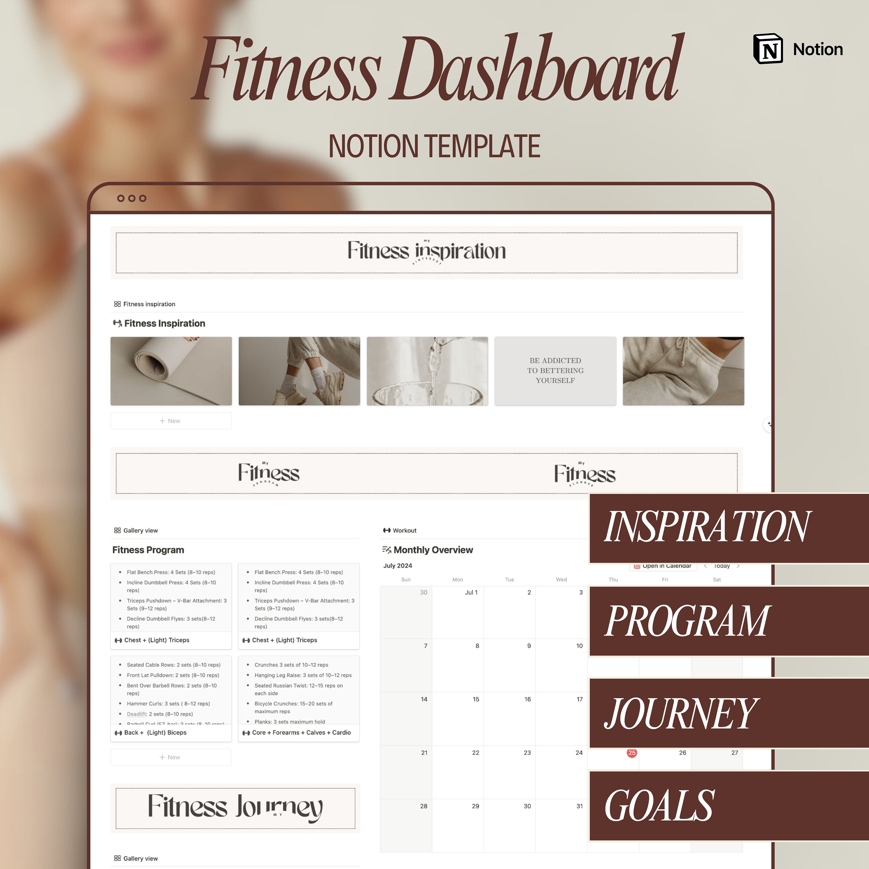 Notion Fitness Tracker Template Workout Planner Digital Exercise Notion ...