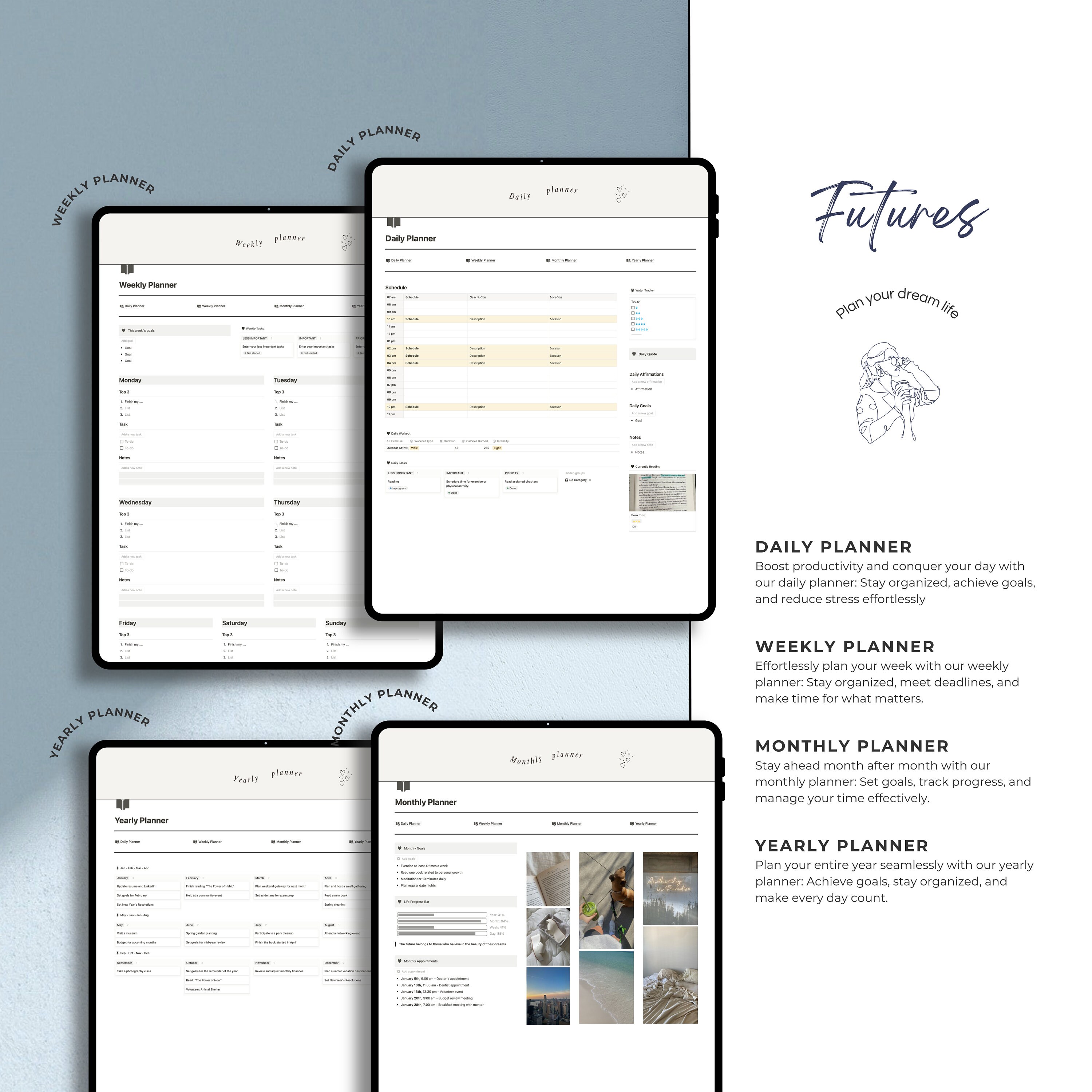 Notion Personal Planner Template Digital Download Minimalist Dashboard ...