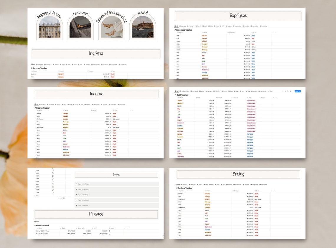 Notion Finance Tracker Template Budget Planner Income and Expenses ...