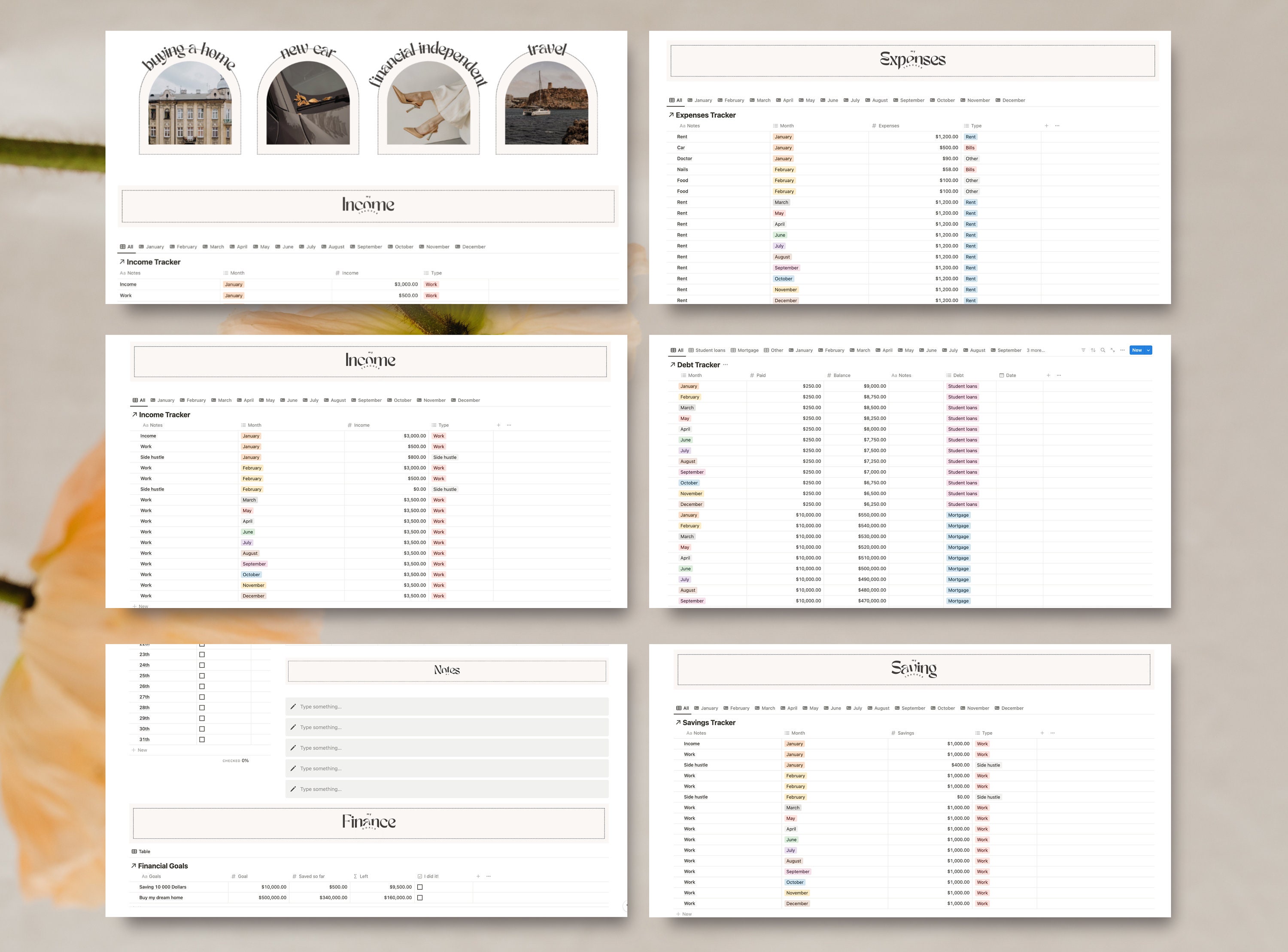 Notion Finance Tracker Template Budget Planner Income and Expenses ...