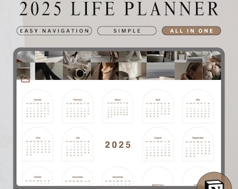 ADHD Digital Planner Template for Notion 2025 Monthly Life Planner with Calendar Notion Dashboard Template Notion Life Planner 2025 Calendar