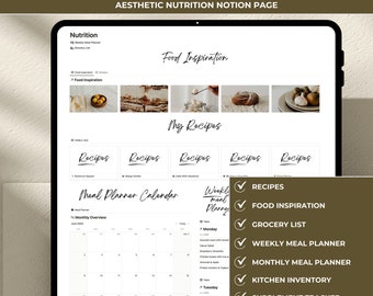 Healthy Girl Notion Template: Meal Planner, Nutrition Dashboard (Digital)