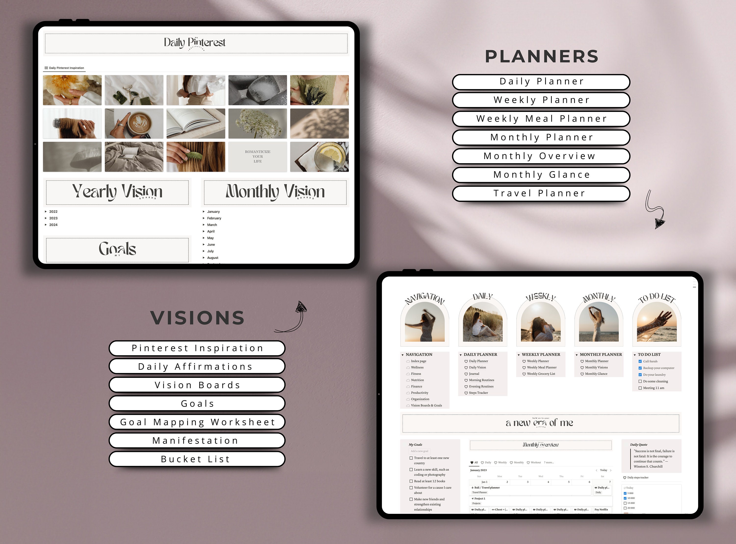 Notion Life Planner Pink All in One Template Digital Productivity ...