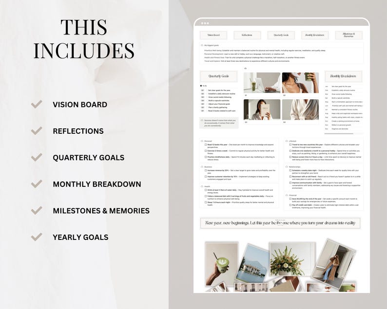 2026 Goal & Vision Board Notion Template for Monthly and Yearly Goal Setting Planner 2026 Notion Goal Planner Template Life Vision Planner image 3