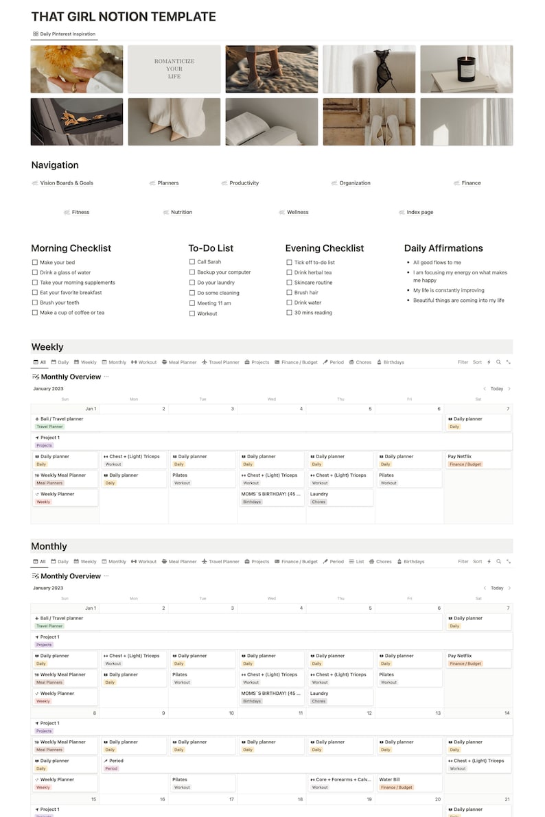 Daily planner notion template