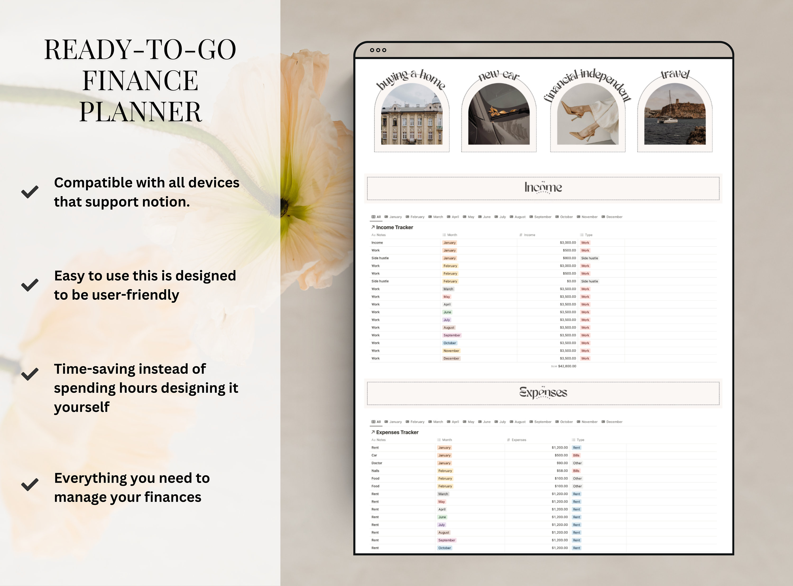 Notion Finance Tracker Template Budget Planner Income and Expenses ...