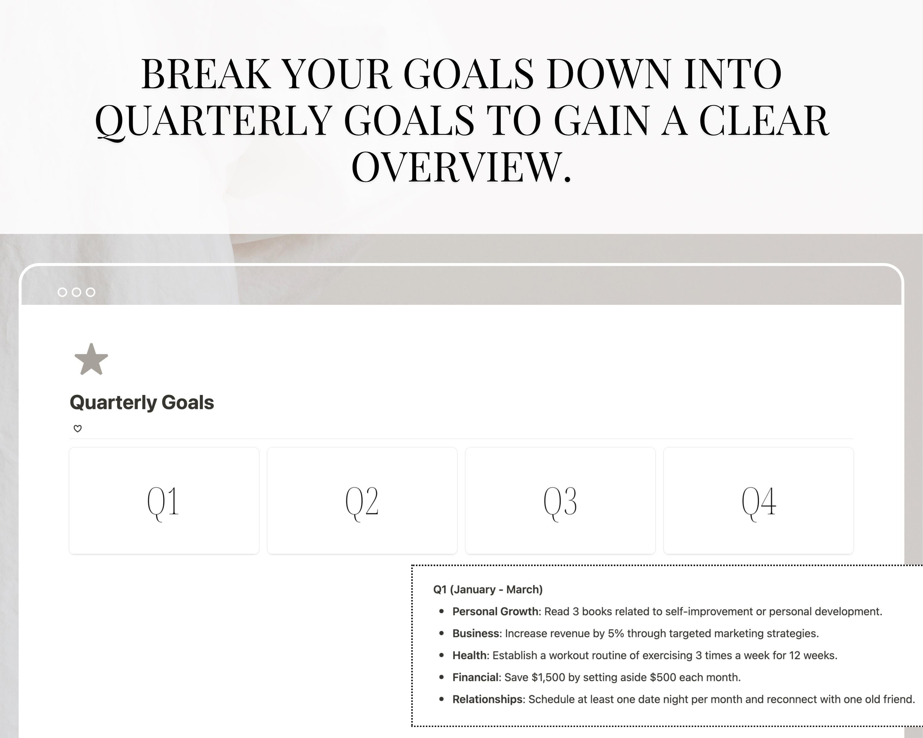New Year Goal Planner Notion Goal Setting Template Notion Quarterly ...