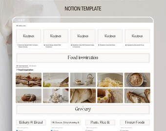 Weekly meal planner notion template with grocery list notion nutrition dashboard with supplement tracker and digital recipe book notion food
