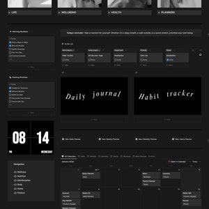 black planner dark mode ultimate life dashboard digital download