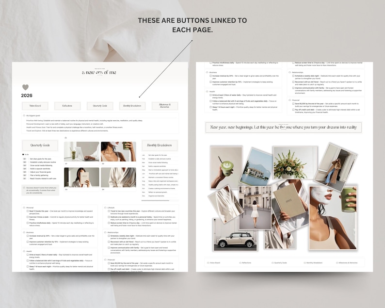 2026 Goal & Vision Board Notion Template for Monthly and Yearly Goal Setting Planner 2026 Notion Goal Planner Template Life Vision Planner image 2