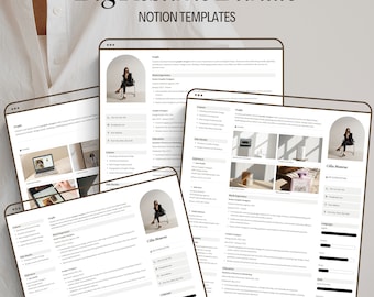 Notion resume template cv with cover letter editable portfolio template digital notion bundle resume with photo and customization