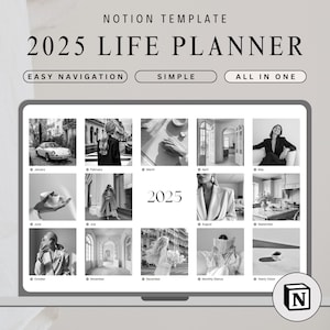 2025 Notion Life Planner Template All In One Notion Dashboard That Girl Aesthetic Notion Template Minimal Personal Planner ADHD Notion Daily