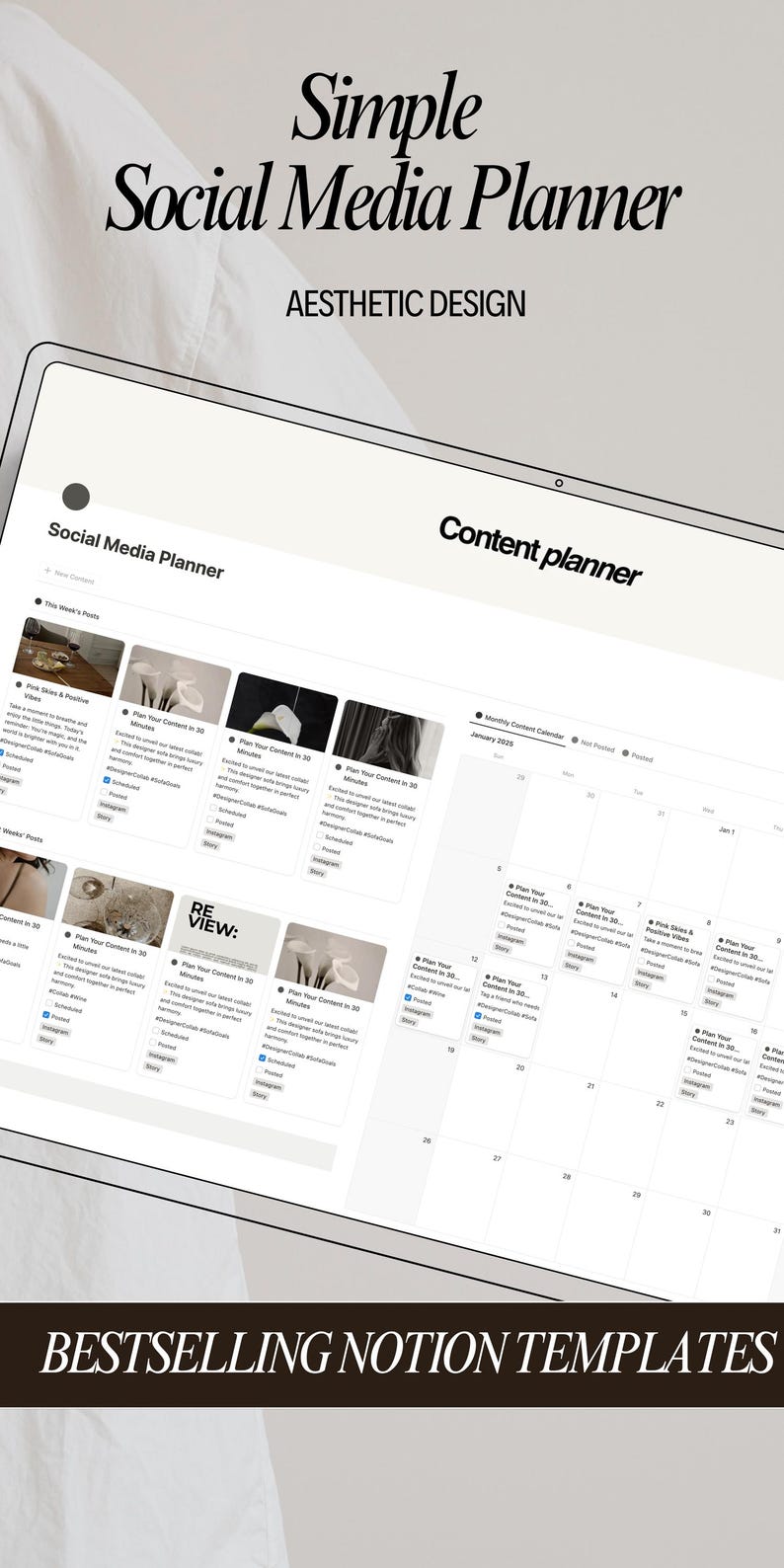 Content Creator Template with Calendar Notion Dashboard Content Calendar