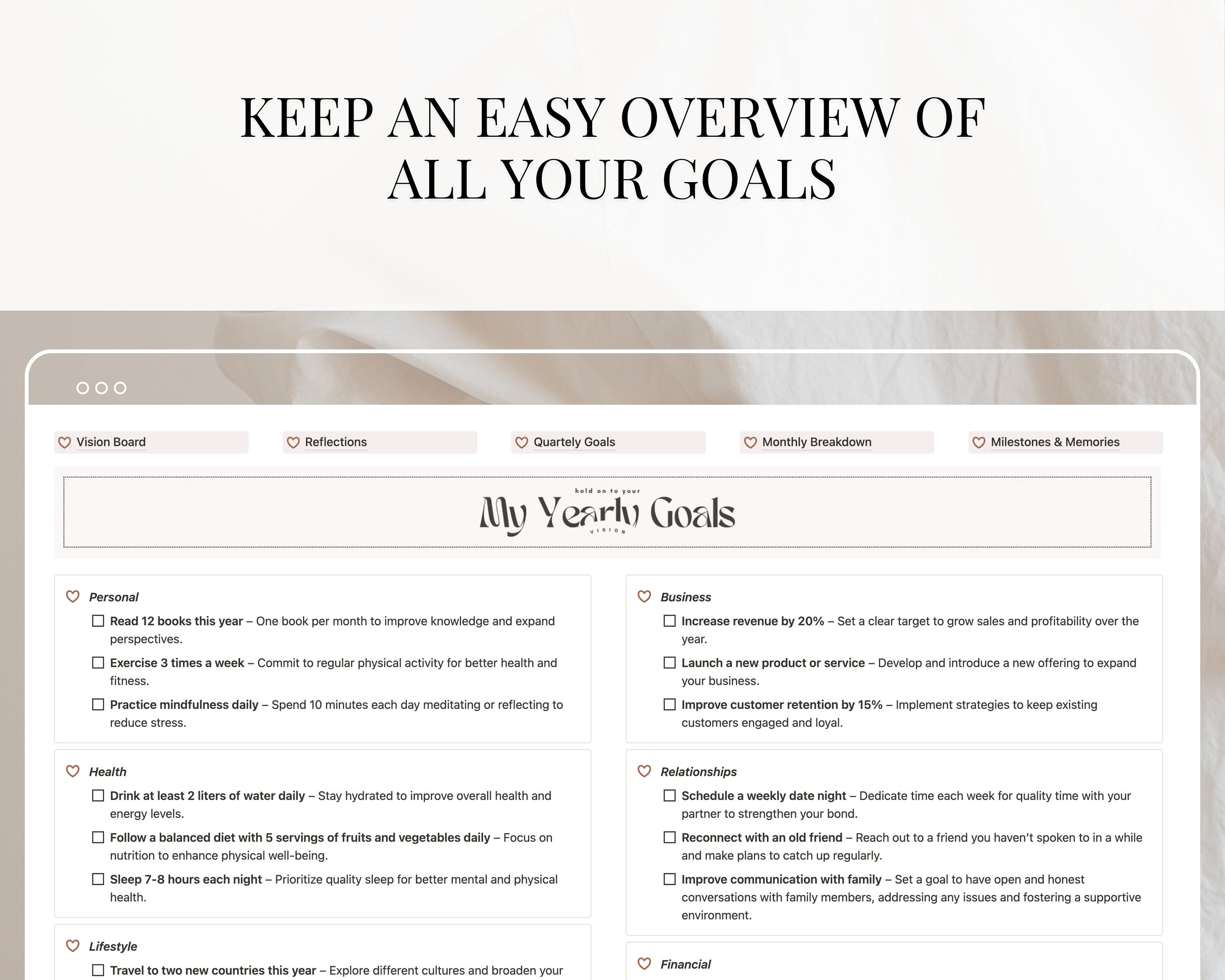 Notion Goal Planner Template for Quarterly Goals and Milestones ...