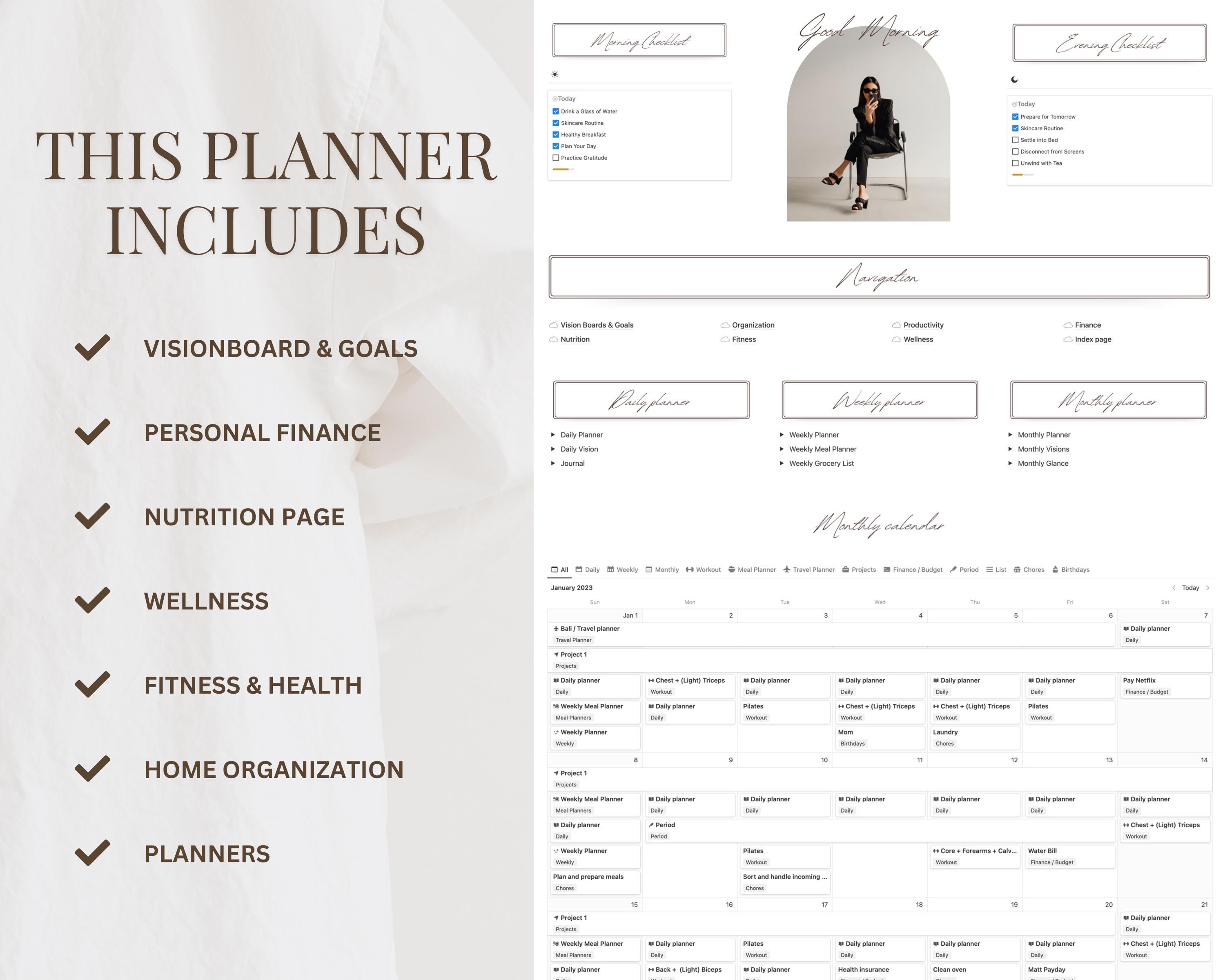 Ultimate Notion Life Planner Notion All in One Dashboard Aesthetic ...