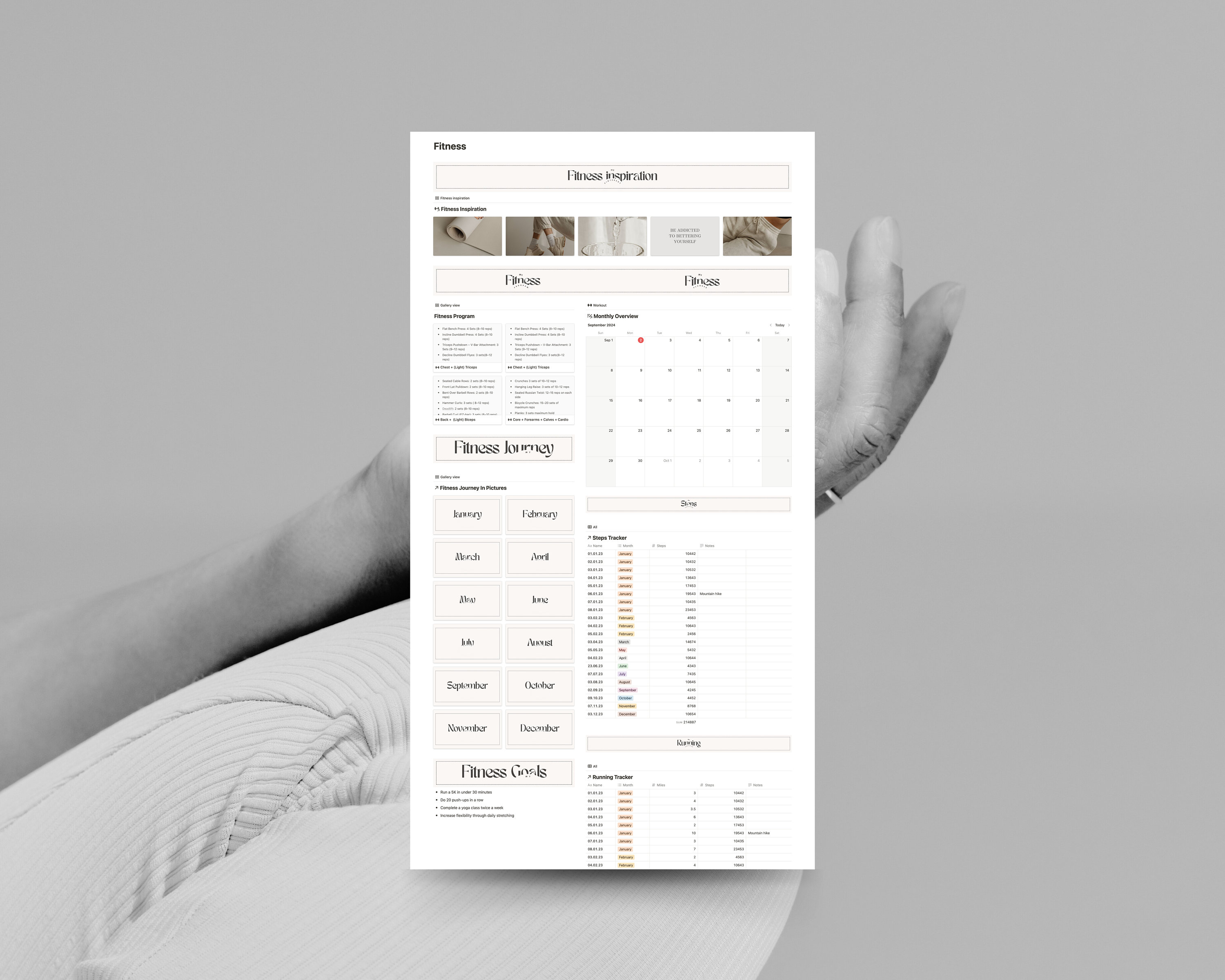 Tracking Session Designs Notion Fitness Calendar for Tracking Gym Sessions and Progress Notion ...