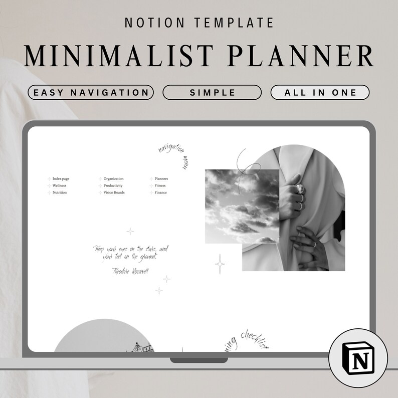 Minimalist Notion Life Planner Dashboard Template Simple All in One ...