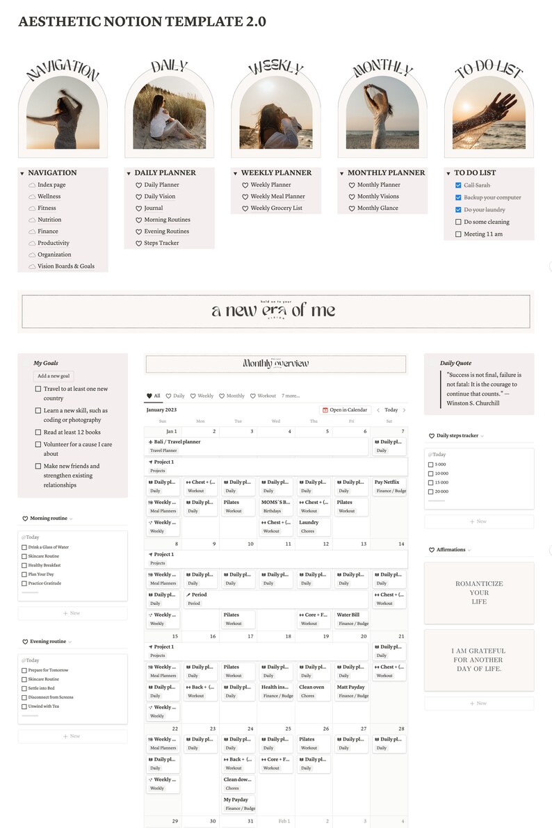 Notion Dashboard Templates Aesthetic Pink Personalized Planner iPad ...