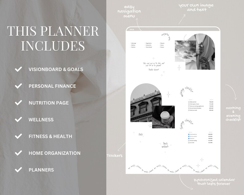 Minimalist Notion Life Planner Dashboard Template Simple All in One ...