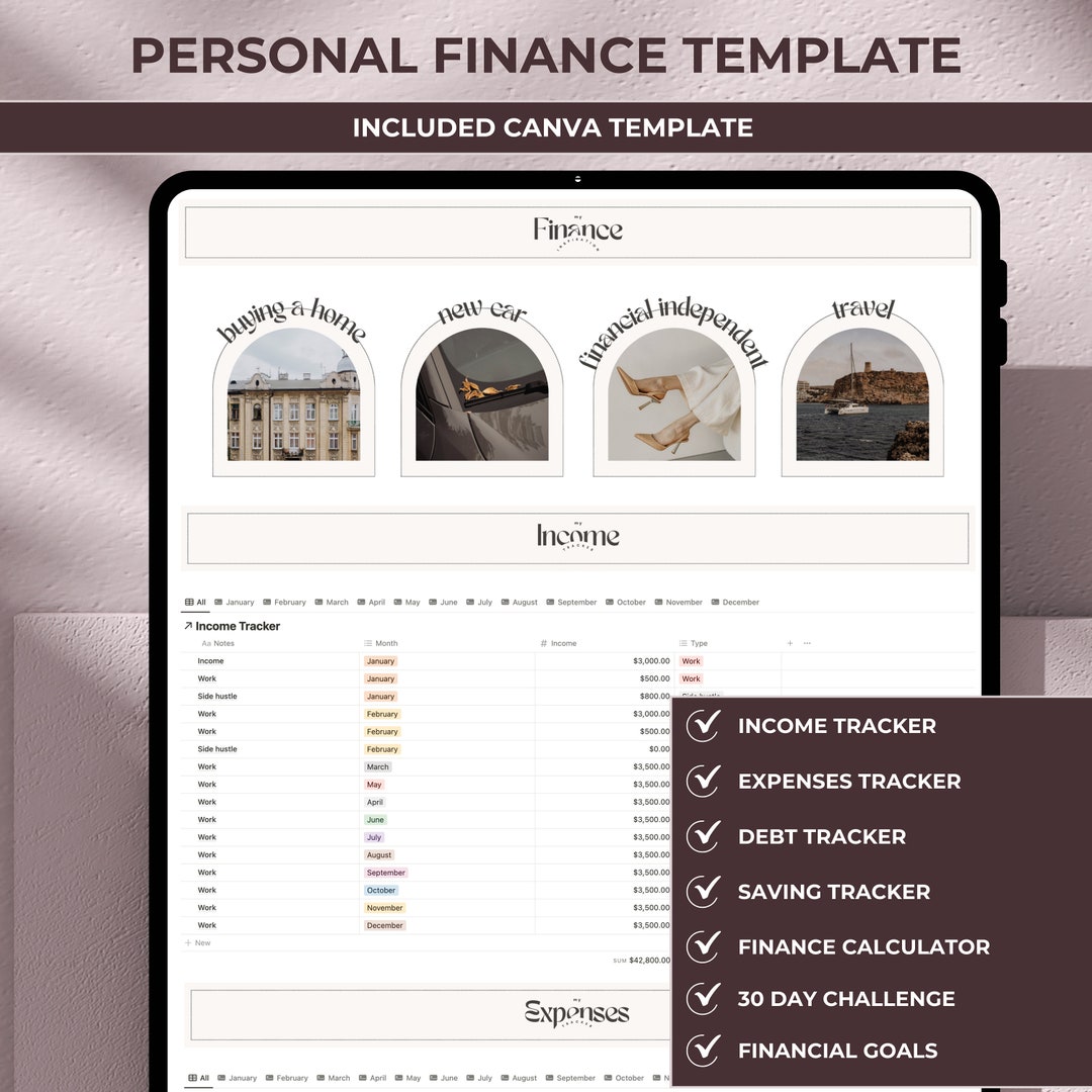 Finance Planner Notion Template: Income, Expense & Debt Tracker ...