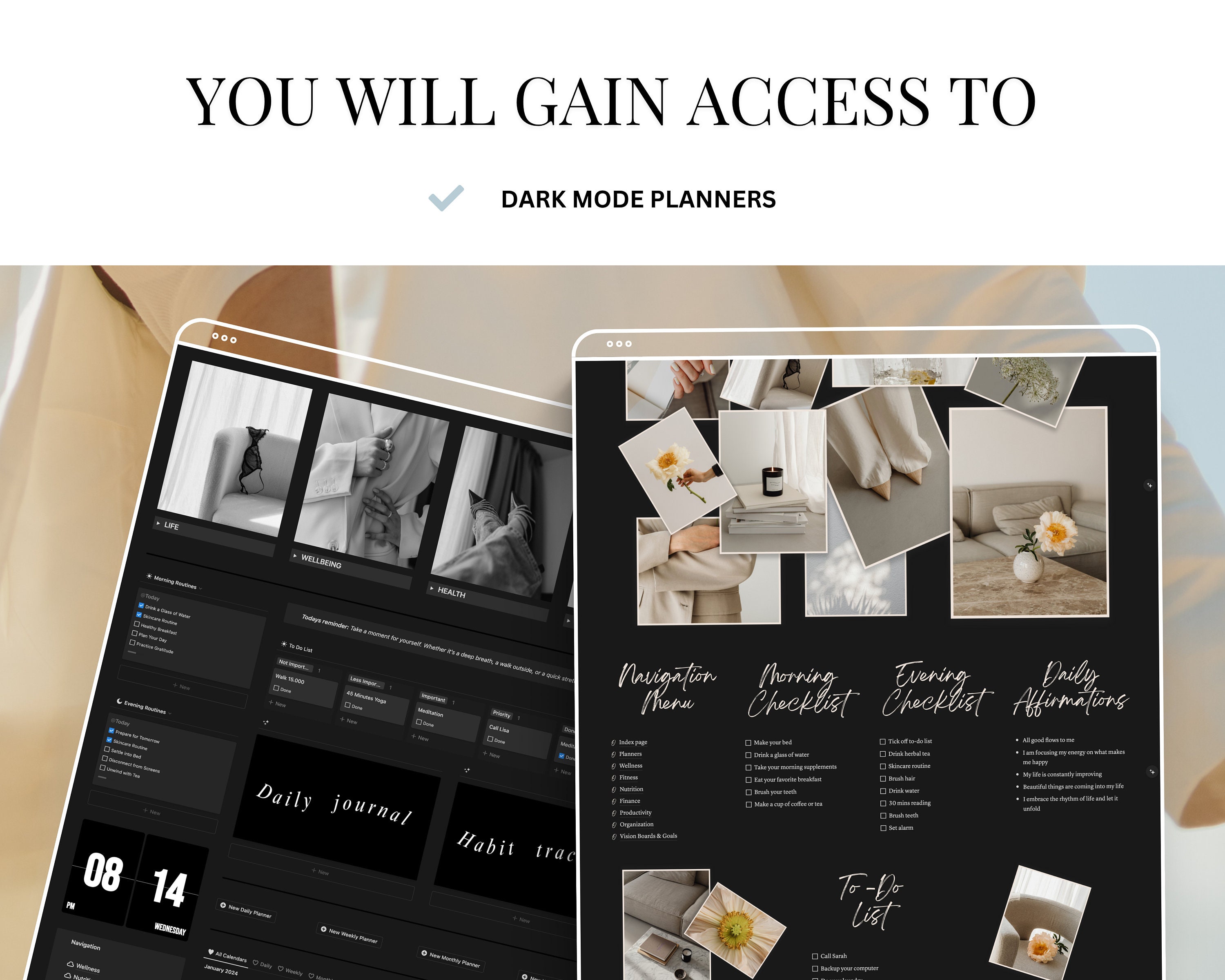 Notion Template Ideas Digital Bundle Kit 2024 Calendar Daily Planner ...