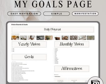 Vision Board Notion Template Goal Setting Notion Goals Planning Template for Notion Manifestation Journal Notion Bucket List Affirmations