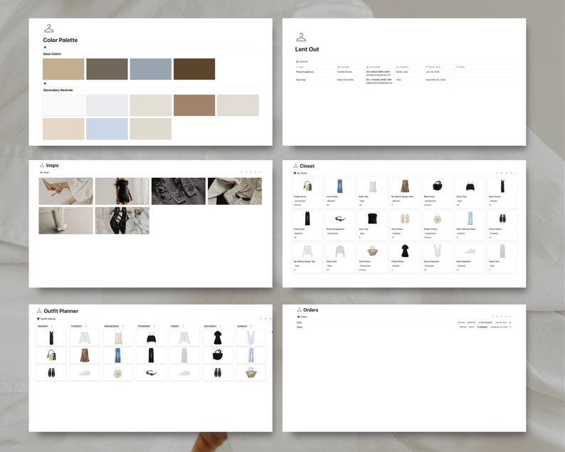 Notion Closet Organizer Template for Managing Your Wardrobe Manager ...