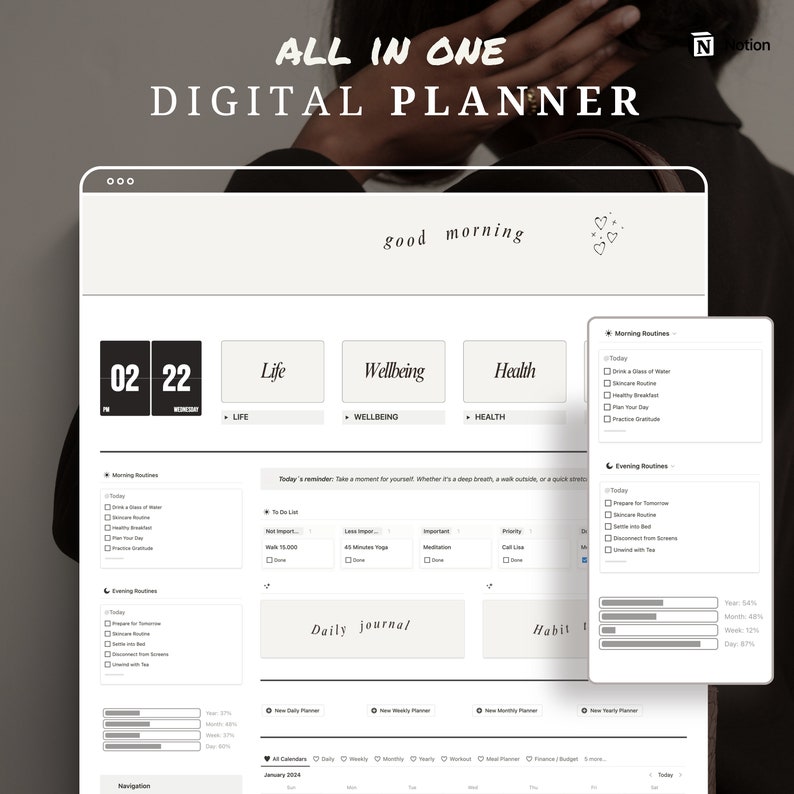 Notion Covers Aesthetic Digital Planner 2024 2025 Monthly Calendar ...