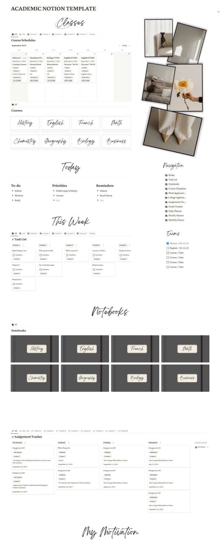 Notion Assignment Tracker Notion Templates for College Students Notion ...