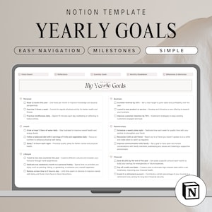 Notion goal planner template for quarterly goals and milestones tracking