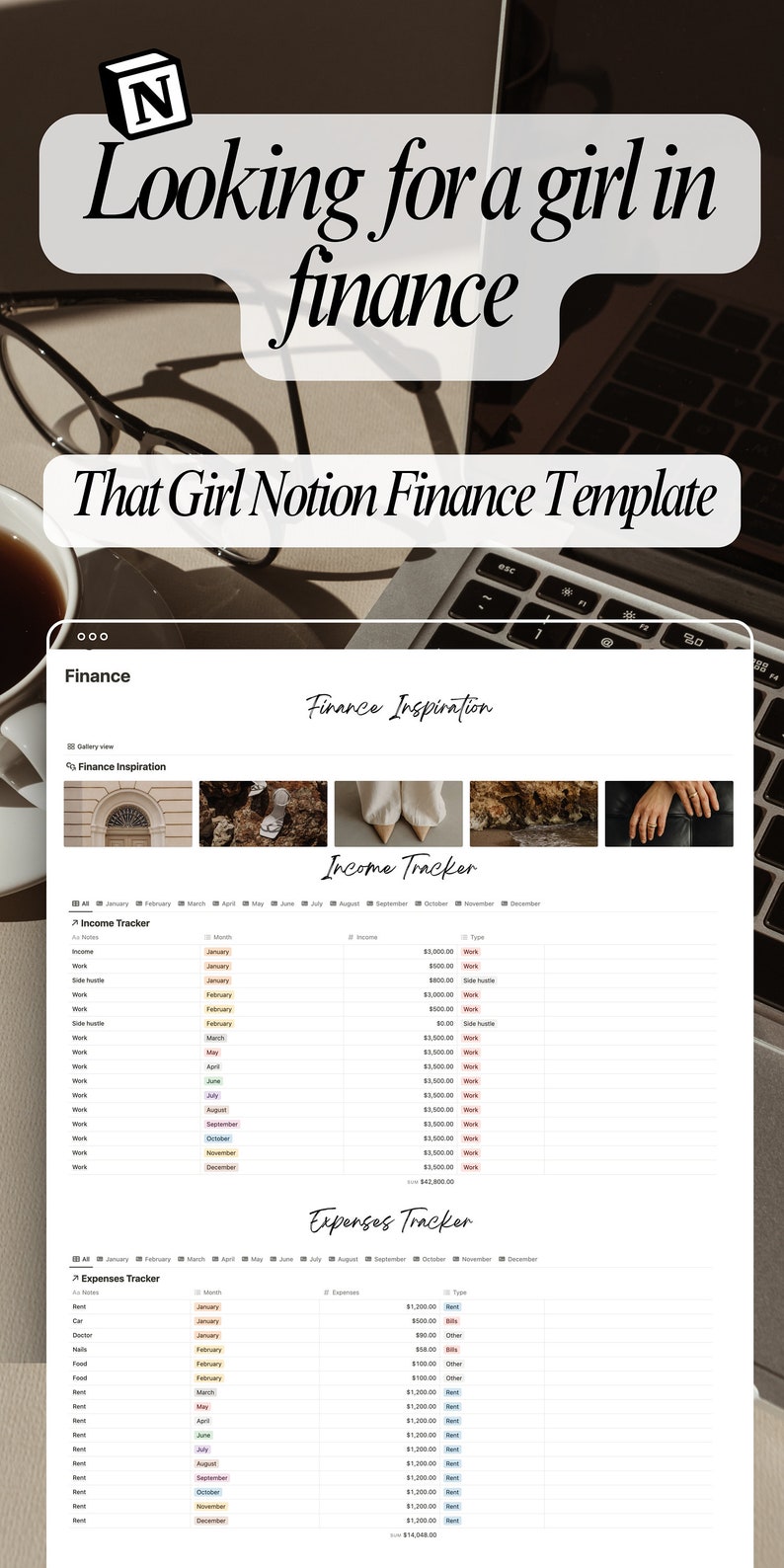 Notion Finance Tracker Template Income and Expenses Spreadsheet Notion ...
