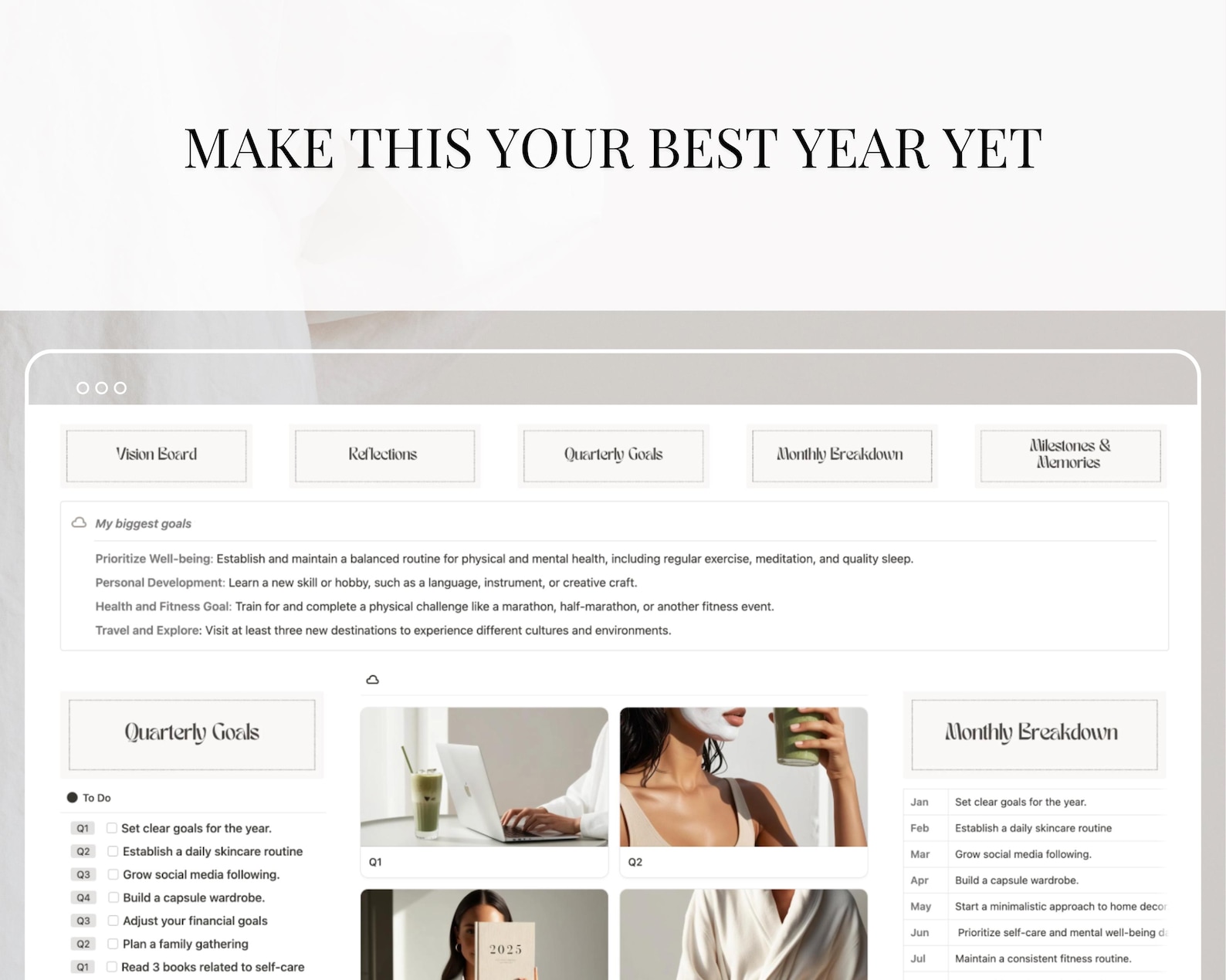 2026 Goal & Vision Board Notion Template for Monthly and Yearly Goal ...