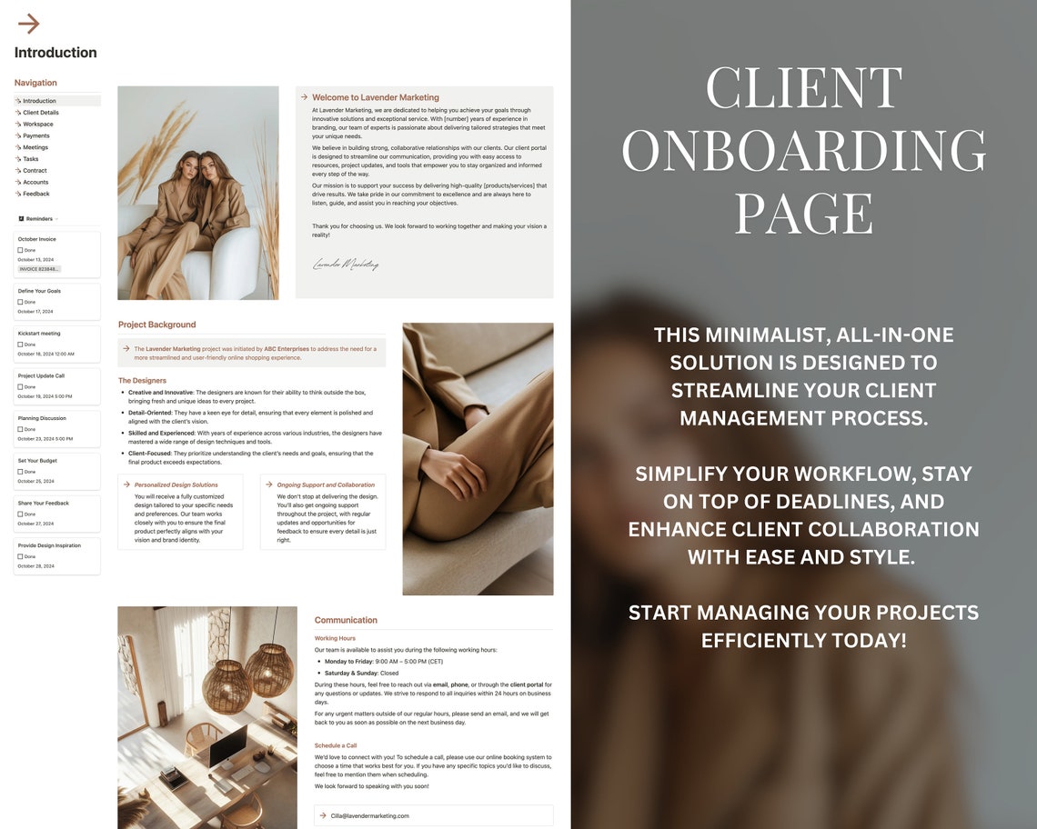 All in One Notion Client Portal Template Project Management Client ...