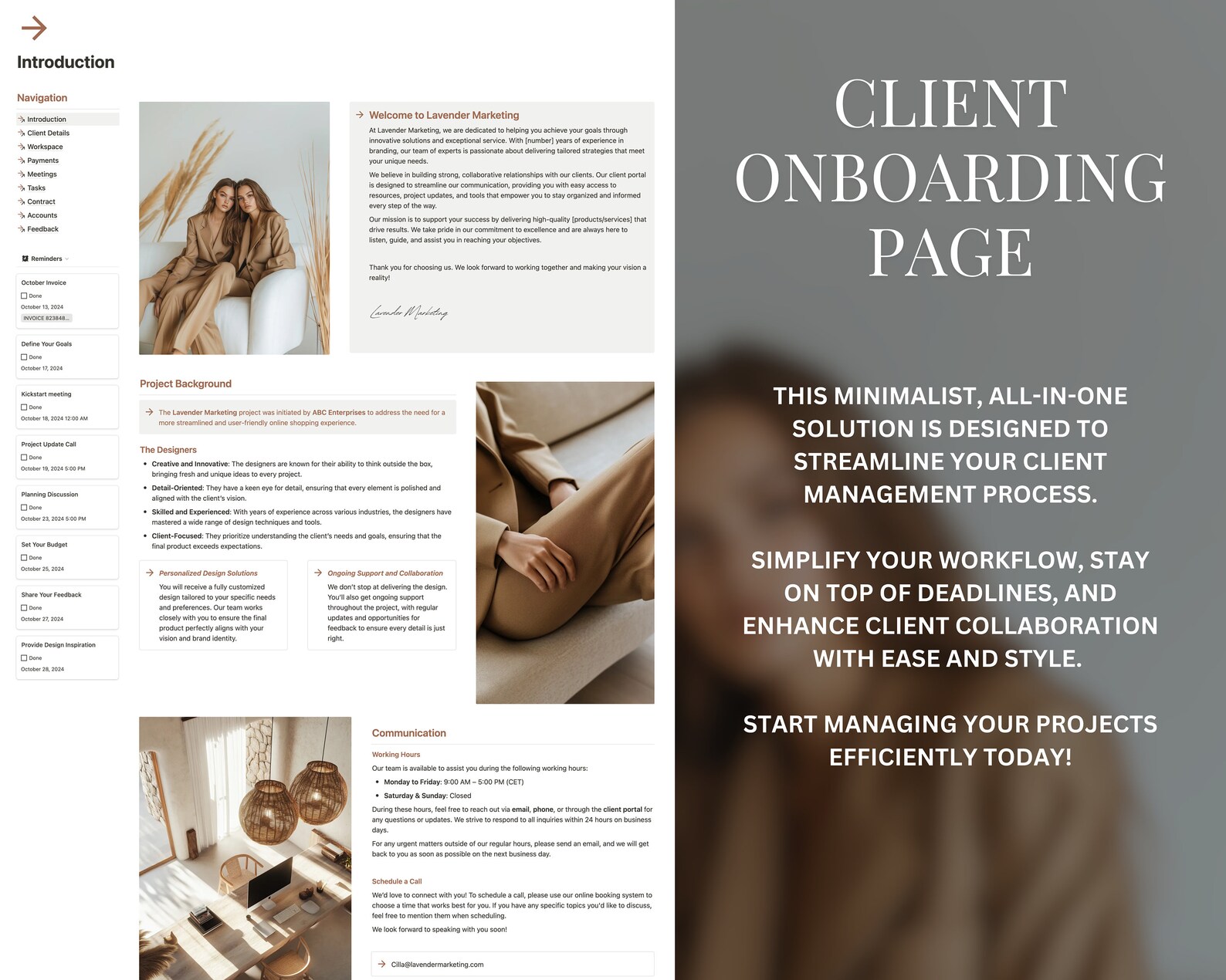 All in One Notion Client Portal Template Project Management Client ...