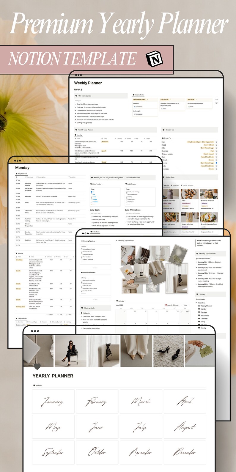 2025 Digital Planner Notion Template With Monthly Weekly and Daily ...