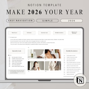 2026 Goal & Vision Board Notion Template for Monthly and Yearly Goal Setting Planner 2026 Notion Goal Planner Template Life Vision Planner image 1