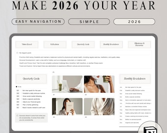 2026 Goal & Vision Board Notion Template for Monthly and Yearly Goal Setting Planner 2026 Notion Goal Planner Template Life Vision Planner