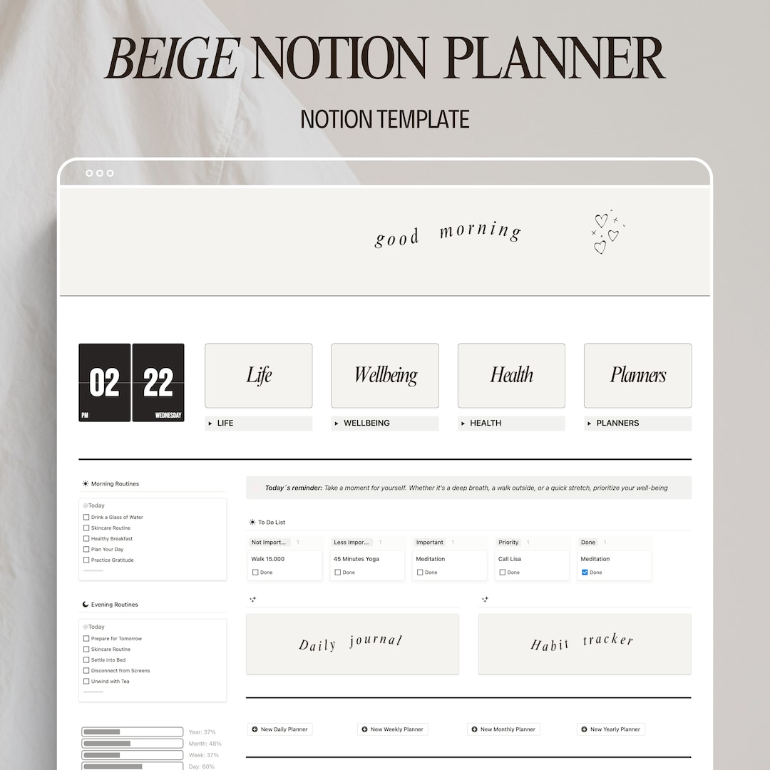 Weekly Planner Template Download Notion Habit Tracker and Life Planner ...