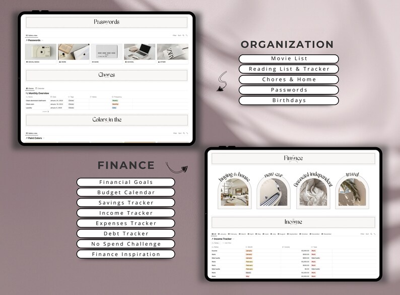 Notion Template Aesthetic Planner Minimalist Dashboard Etsy Norway