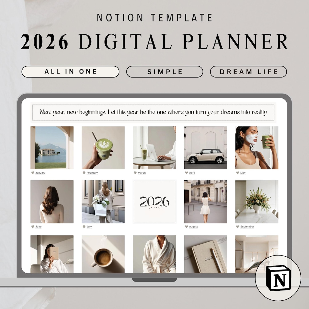 Aesthetic 2026 Notion Planner Template Notion for Daily Weekly and ...