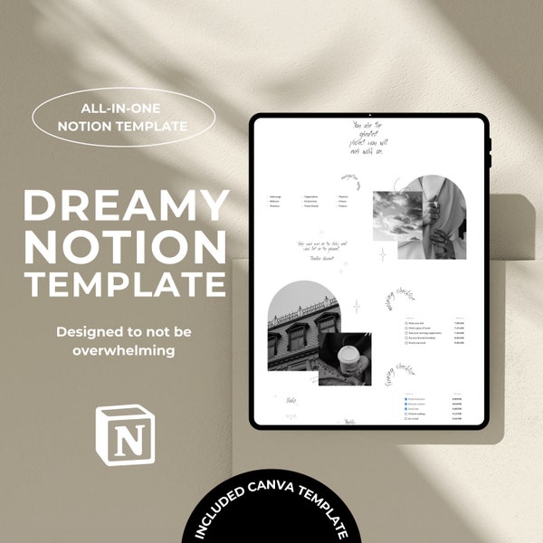 Aesthetic Notion Template, Digital Planner for Weekly and Daily Planning! All In One Notion life planner.