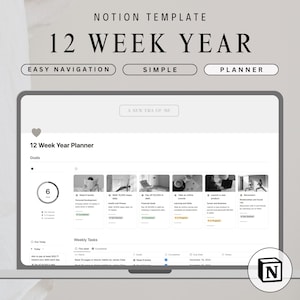 12 Week Year Planner Notion Template Goal Setting Planner 2025 Vision Board Goals Personal Growth SMART Goal Setting Template Habit Tracker