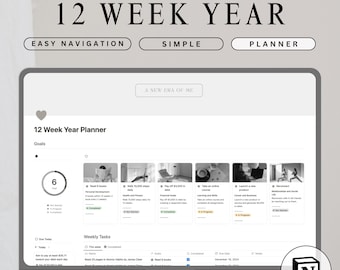 12 Week Year Planner Notion Template Goal Setting Planner 2026 Vision Board Goals Personal Growth SMART Goal Setting Template Habit Tracker