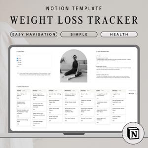 Modello personalizzabile di Notion per il pianificatore di perdita di peso definitivo con monitoraggio delle calorie Notion Pianificatore di perdita di peso Monitoraggio delle calorie Pianificatore dei pasti