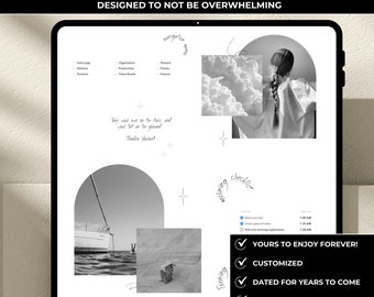 Notion Vorlage Minimalistischer datiert anpassbarer digitaler Reiseplaner Alltag habit tracker Wellness Journal Manifestation Dashboard