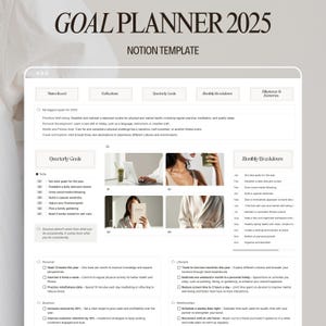 Digital Goal Planner 2025 Aesthetic Notion Template for Goal Setting