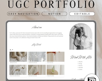 UGC-websiteportfoliosjabloon begrip UGC social-mediakit contentcreatorkit minimalistisch UGC-portfolioneutraal begrip ugc-starterskit