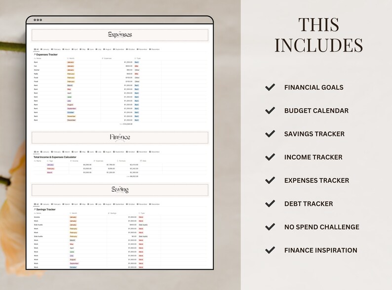 Notion Finance Tracker Template Budget Planner Income and Expenses ...