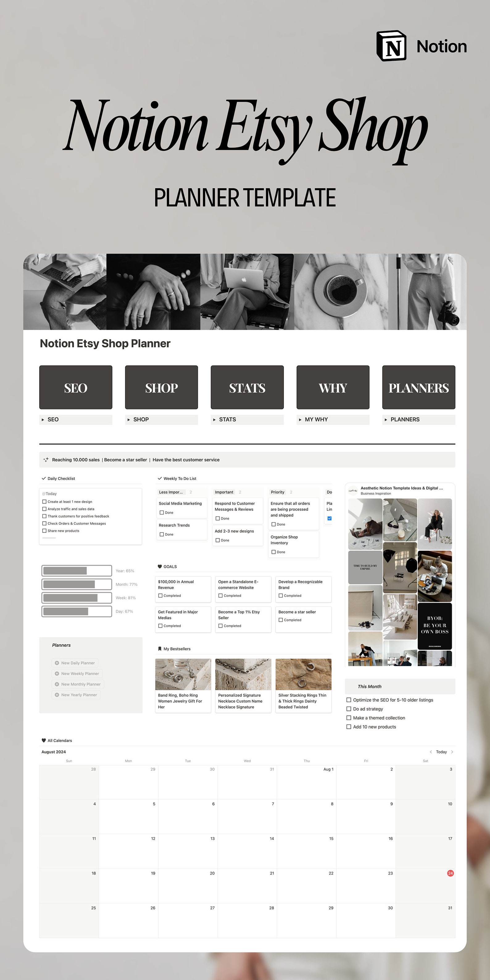 Notion Etsy Shop Planner Template Etsy Store Organizer Notion Business ...